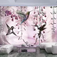 Artgeist Fotobehang – Behangpapier - Fotobehang - Flying Hummingbirds (Pink) 250x175 -