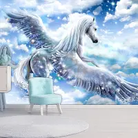 Artgeist Fotobehang – Behangpapier - Fotobehang - Pegasus (Blue) 100x70 -