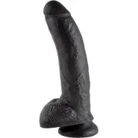 King Cock 9 - dildo met zuignap en ballen - 23cm - zwart