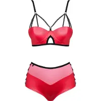 Obsessive Leatheria - leren look bh-set (rood) - S/M