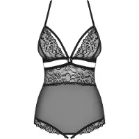 Obsessive Teddy Open Kruis - Erotische Body - Maat S/M - Zwart