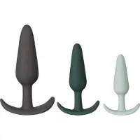 Amaysin - siliconen anal plug set (zwart en groen) - 3 stuks