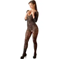 NO:XQSE - Bodystocking met bloemenmotief - zwart - S-L