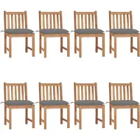 vidaXL Tuinstoelen 8 st met kussens massief teakhout