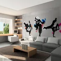 Artgeist Fotobehang – Behangpapier - Fotobehang - Monkey dance - street art 350x270 -