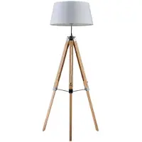 LINDBY Katie Vloerlamp White/Wood - Woonkamer