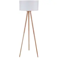 LINDBY Vloerlamp Charlia, wit / opaal, Woon-/ Eetkamer, Textiel / Stof / Zijde, Scandinavisch, vloerlamp