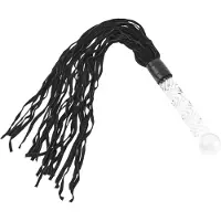 Icicles No. 38 - zweep van leer en glazen dildo - transparant zwart