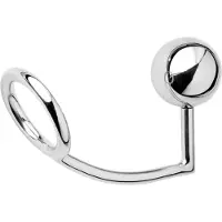Rimba Metalen Cockring met Anaal Kogel - Zilver - M