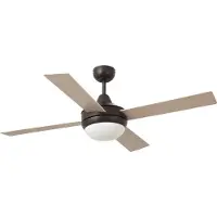Faro Plafondventilator Icaria L met lichtbruin/mahonie L, dimbaar, bruin / roest, Woon-/ Eetkamer, Hout, Modern