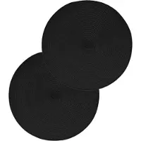 Secret De Gourmet ronde placemat - Set van 12x stuks - zwart - gevlochten kunststof - Dia 38 cm - Onderleggers