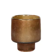 Pomax windlicht / theelichthouder / waxinelichtjeshouder - Bruin / beige / goud - ø 12,5 x 14,5 cm hoog.