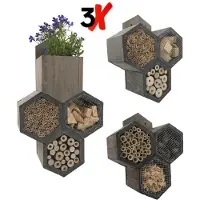 Garden Spirit Insectenhotel Set, 3-delig – Bijenhotel, honingraatvorm, nestkast voor tuin en balkon