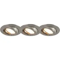 QAZQA Set van 3 inbouwspots staal incl. LED IP44 - Relax LED