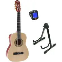 Lapaz 002 NT klassieke gitaar 1/2-formaat naturel + statief + tuner