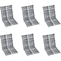 vidaXL Tuinstoelkussens 6 st 100x50x3 cm oxford stof ruitpatroon grijs