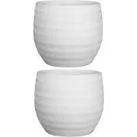 Blokker 2x Stuks Bloempot Mat Wit Keramiek Voor Kamerplant H27 X D26 Cm - Plantenpotten