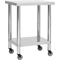vidaXL Keukenwerktafel met wielen 80x45x85 cm roestvrij staal
