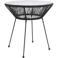 vidaXL Tuintafel Ø70x74 cm rattan en glas zwart