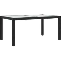 vidaXL Tuintafel 150x90x75 cm gehard glas en poly rattan zwart