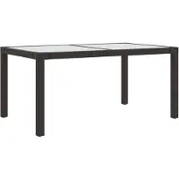 vidaXL Tuintafel 150x90x75 cm gehard glas en poly rattan bruin