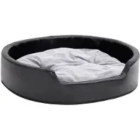 vidaXL Hondenmand 79x70x19 cm pluche en kunstleer zwart en grijs