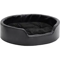 vidaXL Hondenmand 69x59x19 cm pluche en kunstleer zwart