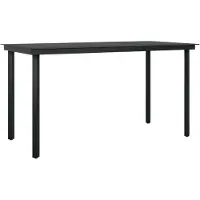 vidaXL Tuintafel 140x70x74 cm staal en glas zwart