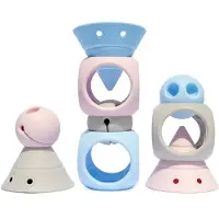 Moluk BUILDING GENIUS / SET Pastel kleuren: 9pcs mix van HIX, MOX & OIBO, in siliconen rubber, in doos 19.5x19.9x6.8cm, 2+