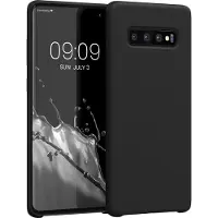 Kwmobile telefoonhoesje geschikt voor Samsung Galaxy S10 Plus / S10+ - Hoesje met siliconen coating - Smartphone case in zwart