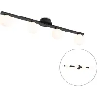 QAZQA Moderne plafondlamp zwart IP44 4-lichts - Cederic