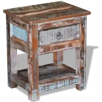 vidaXL Bijzettafel met lade 43x33x51 cm massief gerecycled hout