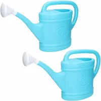 Forte Plastics 2x Stuks Lichtblauwe Tuin Planten Gieter Met Broeskop 6 Liter - Gieters