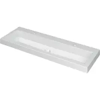 Ink Dock wastafel Polystone met 2 kraangaten 6x120x40cm Glans wit