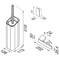 Geesa Shift Toiletaccessoireset - Toiletborstel met houder - Toiletrolhouder zonder klep - Handdoekhaak - Chroom 91990002115