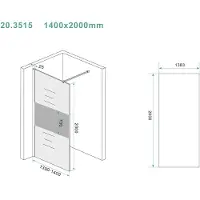 Wiesbaden Slim glasplaat 1400 x 2000 x 8 mm nano rookglas met melkglas middenband