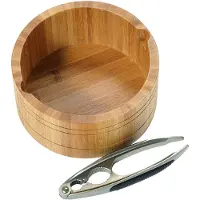 Kesper FSC Bamboe Schaal met Notenkraker - Rond - Nutcracker - Notenkrakers metaal met Bamboe ronde noten schaal - 17 x17 x 8 Cm