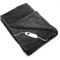 DistinQ Elektrische Bovendeken 160x120 cm - Warmtedeken 160Watt - Omslagdeken Automatische Uitschakeling - Oververhittingsbescherming - 9 Standen - Donker Grijs - Energiezuinig