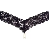 Cotelli Collection Rio String met Parel Ketting - Zwart