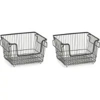 Zeller 2x Zwarte opberg/opruim manden stapelbaar 33 cm - Opbergmanden