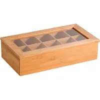 Kesper 10-vaks theedoosje/theekistje van hout 20 x 36 x 9 cm - Theedozen