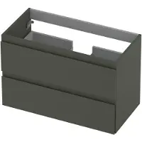Ink Onderkast 80x40cm - Greeploos - 2 Lades - Mat Beton Groen - Badkamermeubels, Wastafelonderkasten - 8718835095901