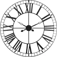 Atmosphera Vintage Klok met Houten Achtergrond - 88cm - Zwart
