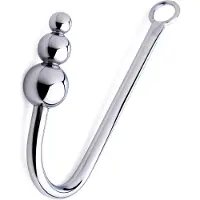 XR Brands – RVS Anaal Haak met O-ring en Oplopende Anale Kralen – 40 cm – Zilver