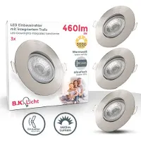B.K.Licht Ledinbouwlamp 3-delige inbouwspot, kantelbaar, plafondspots, platte spots