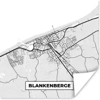 PosterMonkey Poster Kaart – Plattegrond – Stadskaart – Blankenberge – België – Zwart Wit - 50x50 cm
