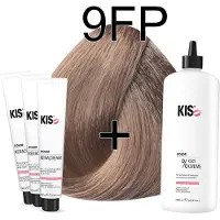 Kis KeraCream Color - 100ml - Haarverf Set - 9FP Zeer licht rose blond | - (3 x haarverf & 1L waterstofperoxide)