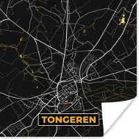 PosterMonkey Poster Stadskaart - Tongeren - Kaart - Gold - Plattegrond - 50x50 cm