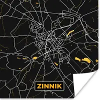 PosterMonkey Poster Stadskaart - Goud - Kaart - Plattegrond - Zinnik - 75x75 cm