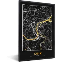 PosterMonkey Fotolijst incl. Poster - Kaart - Goud - Luik - Plattegrond - Stadskaart - 20x30 cm - Posterlijst